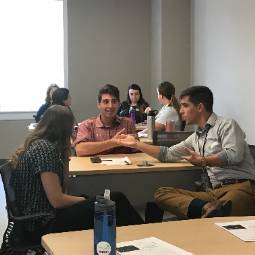 students talking in a group