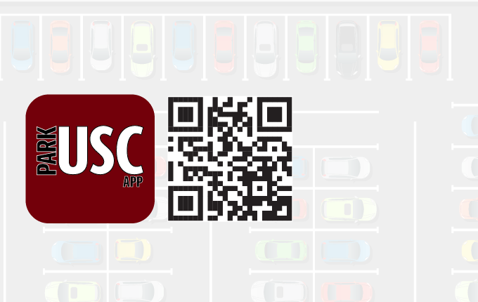 ParkUSC app graphic with QR code