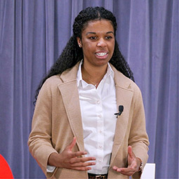 Kailey Mattison giving their Tedx speech. 