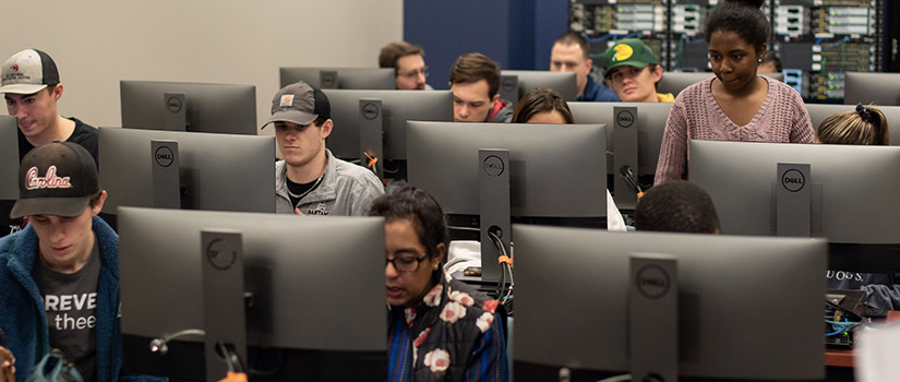 computer lab full of students