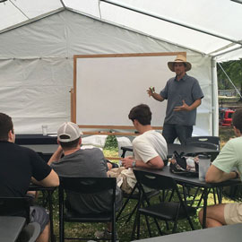 Students learn in outdoor classroom