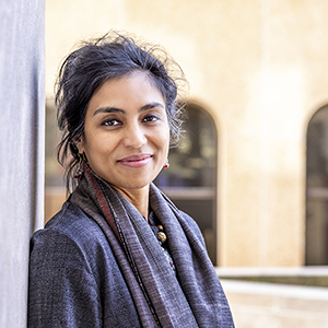 Sarah Waheed stands outside on campus.